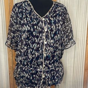 Women bat sleeve sheer blouse